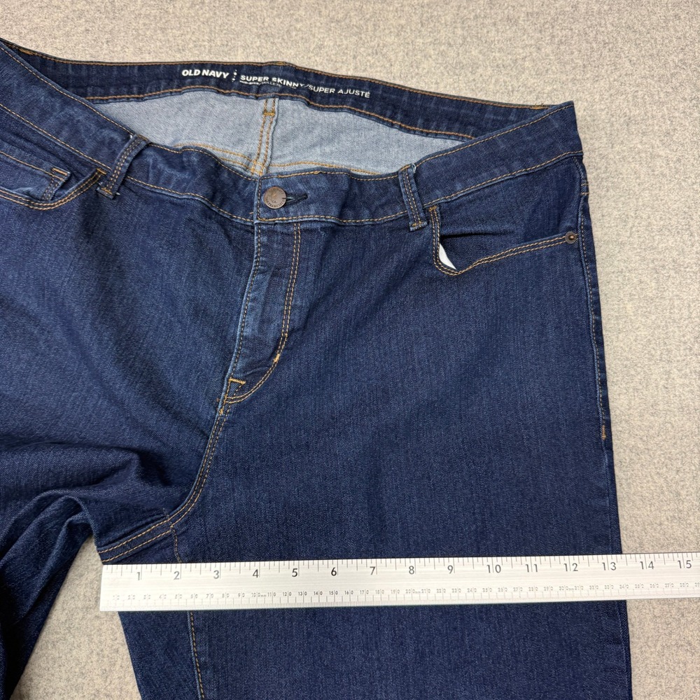 Old Navy Super Skinny Jeans 20 Plus Long Blue Mid-Rise Stretch Dark Wash Denim - Picture 8 of 10